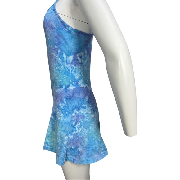 VTG 90's Purple/Blue/Green Tie Dye Spaghetti Strap Next Exit Romper Sm - Picture 9 of 10